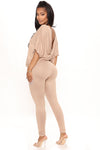 Don't Get This Twisted Short Sleeve Pant Set - Mocha