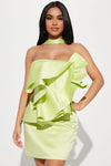 Rosalee Satin Mini Dress - Lime