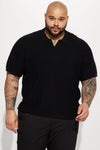 Coastal Knit Short Sleeve Shirt - Black