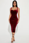 Late Night Romance Midi Dress - Burgundy