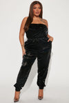 She's A Vibe Cargo Jumpsuit - Black