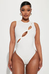 Kim Cut Out Bodysuit - White