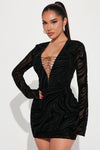 Caught Up Mesh Mini Dress - Black