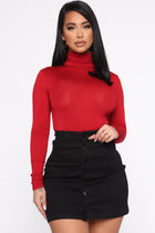 Pamela Turtle Neck Long Sleeve Top - Red