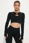 Effortless Arlon Ribbed Seamless Top - Black