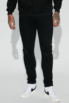 Jasper Skinny Ripped Knee Jeans - Black