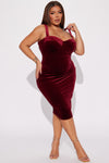 Late Night Romance Midi Dress - Burgundy