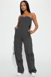 Houston Cargo Jumpsuit - Charcoal