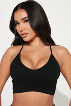 Favorite Vibe Seamless Racerback Lace Bralette - Black