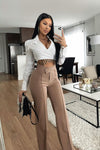 Call It Even Wide Leg Dress Pants - Taupe