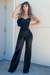 Make A Wish Stretch Satin Pants - Black