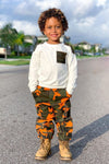 Mini Camo Game Strong Cargo Joggers - Orange/combo