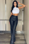 Victoria High Waisted Dress Pants Faux Leather - Black